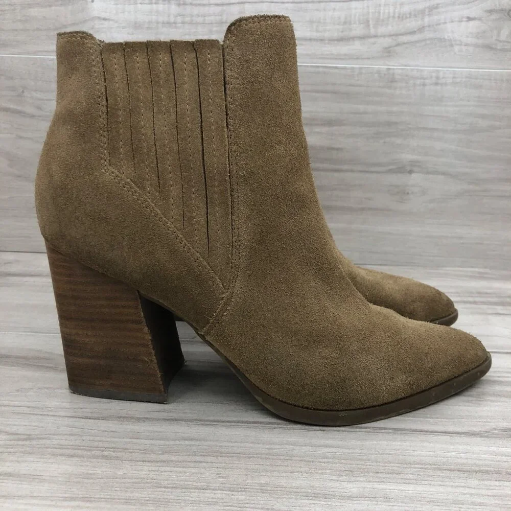 Marc Fisher Ankle Boots Womens 10M Gadri Brown Suede Slip On Booties